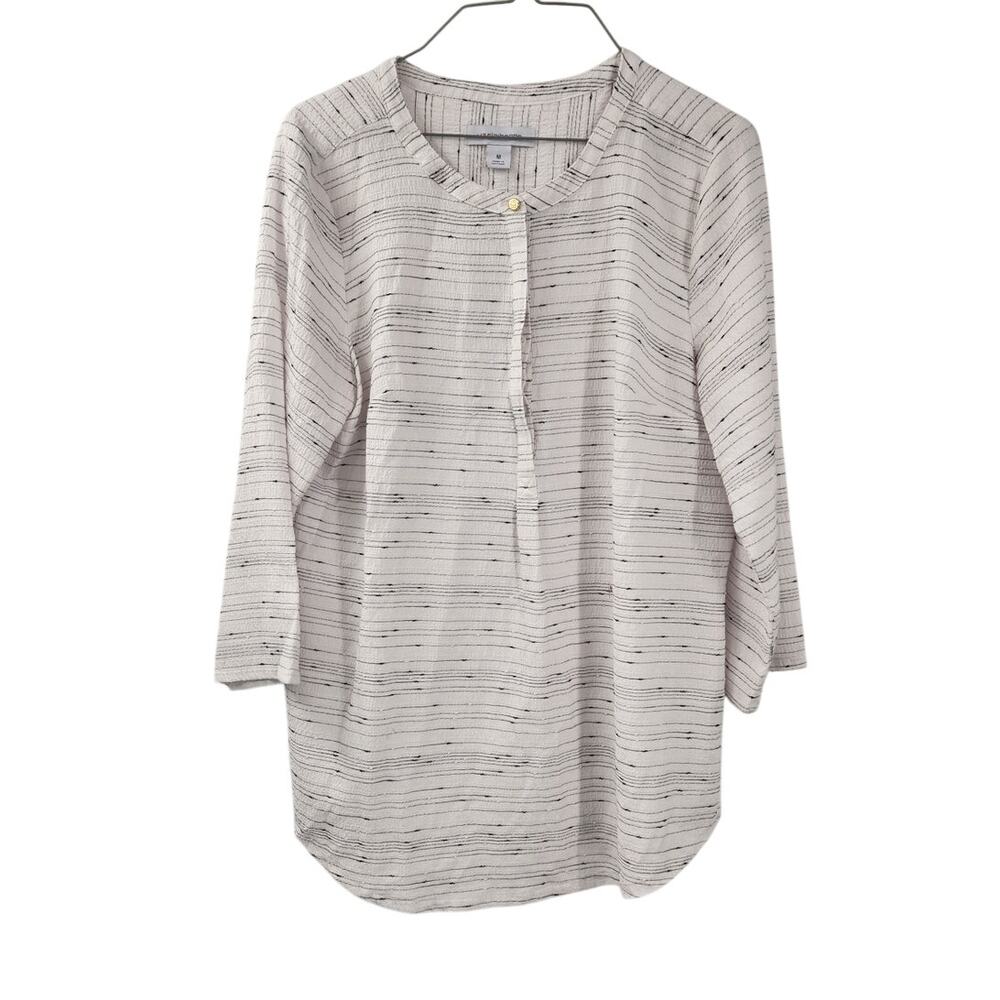Liz Claiborne Striped 3/4 Sleeve Top Womens Size Medium M